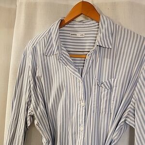 Sonoma Maternity shirt dress long sleeve blue and white striped button down